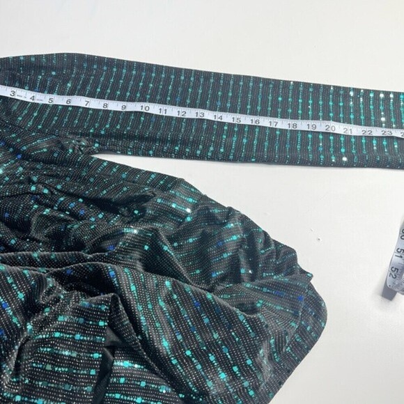 Love & lemonade dark green dress curve Deep V neck wrap sequin long sleeves 1XL - Picture 6 of 13